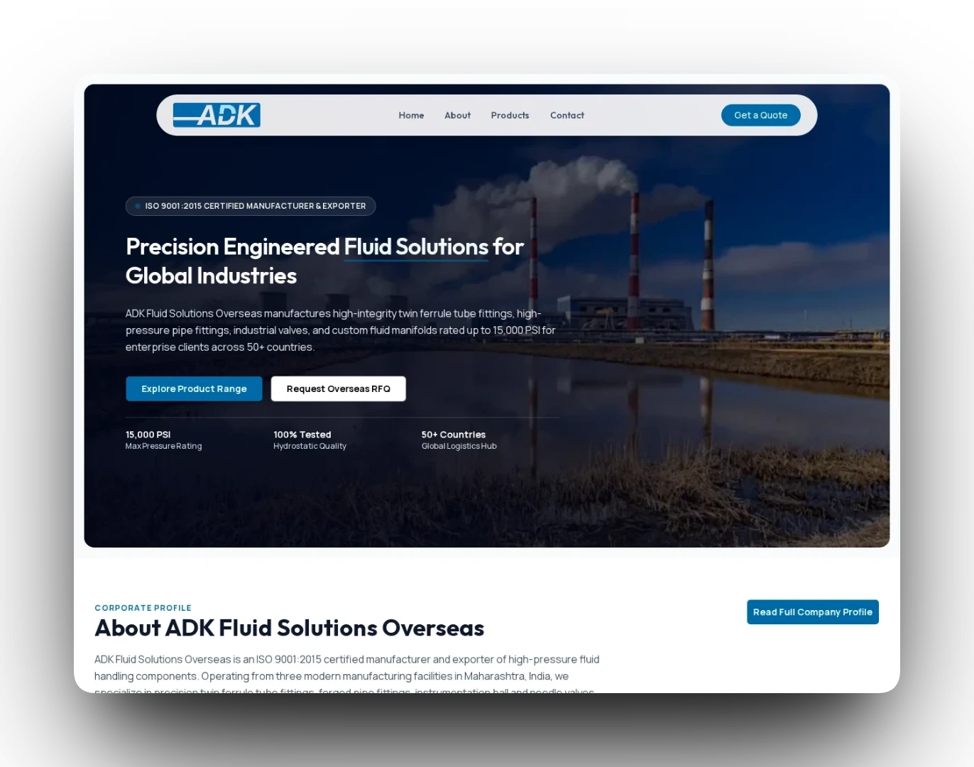 Ftech Digital Client Portfolio Showcase: ADK Fluid Solutions